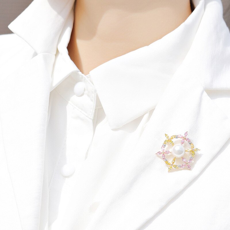 Niedliche japanische ruderbrosche für damen – #39 mehrfarbige zirkon-anstecknadeln, schmuck, party, bürokleidung, schalschnalle, bekleidungsaccessoires