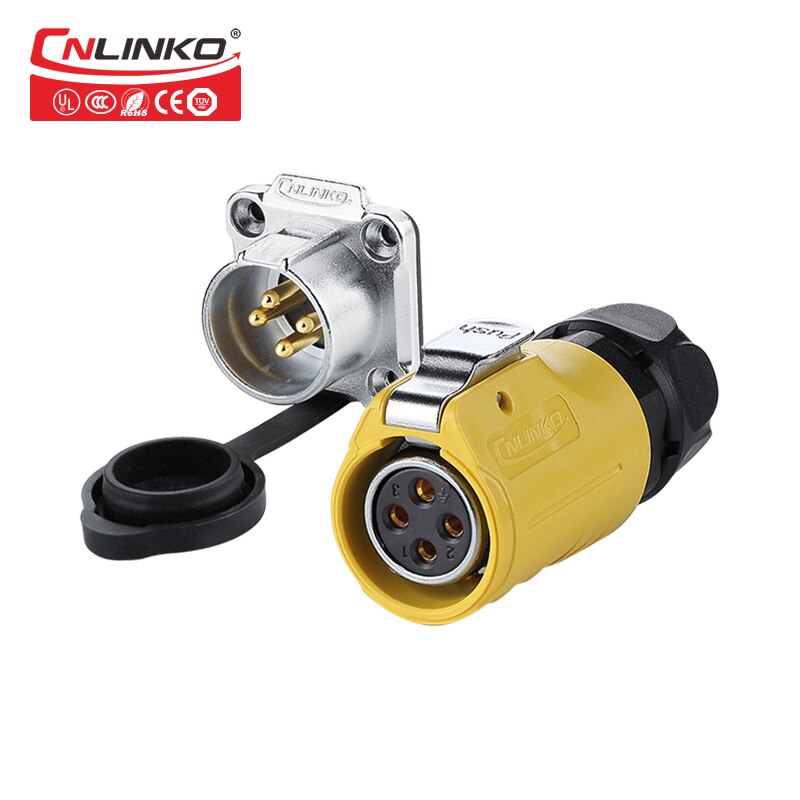 CNLINKO LP serie M20 2 pin ronde industriële stekker en stopcontact IP67 waterdichte zonne-energie connector voor verlichting systeem: 4pin