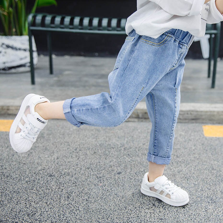 Pantalones vaqueros de Color sólido para niña, vaqueros de estilo informal para niña, ropa de tela vaquera para niño