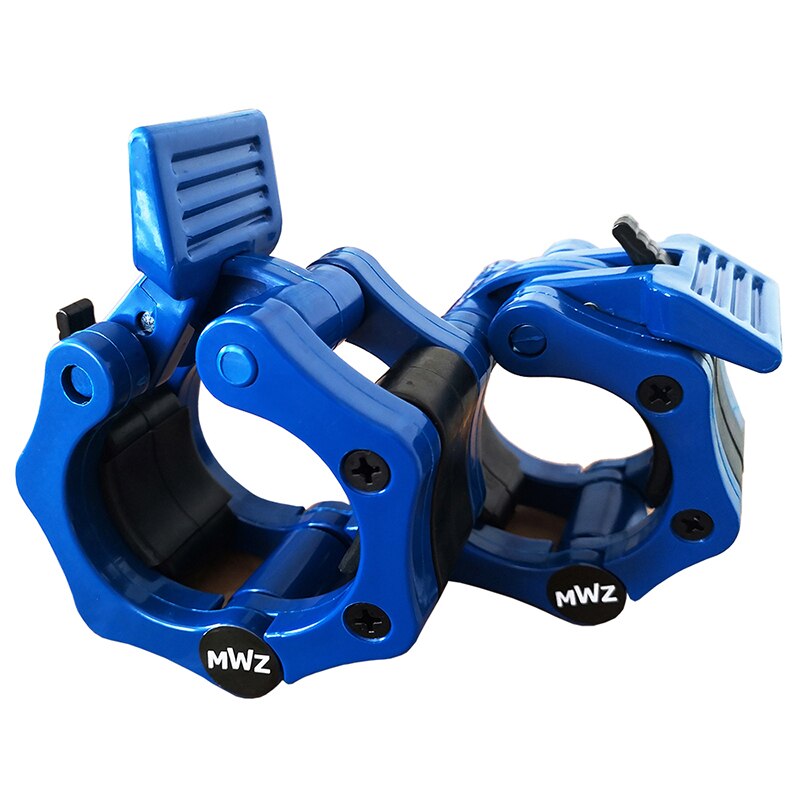MWZ 2 Inch Olympic Size Barbell Clamp Collar for Pro Training Fitness Quick Release Pair of Locking: Blue
