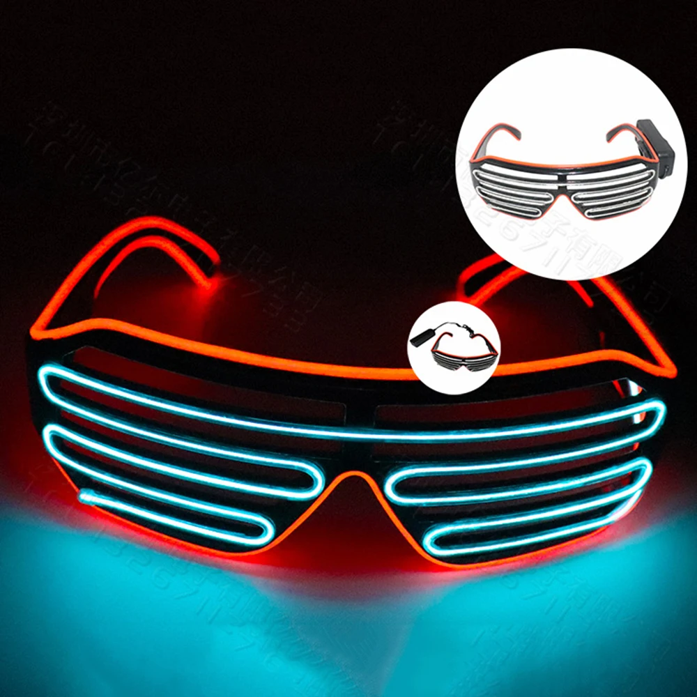 Lunettes rave néon à obturateur clignotant à LED, lueur dans l'obscurité, nuances, Noël, fête d'Halloween: Olive