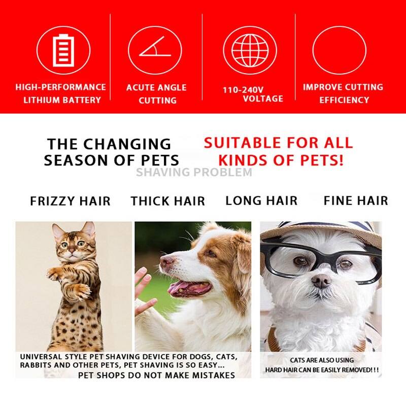 Cão máquina de cortar cabelo pet aparador de pêlos filhote cachorro grooming barbeador elétrico conjunto gato acessórios lâmina cerâmica recarga profissão suprimentos