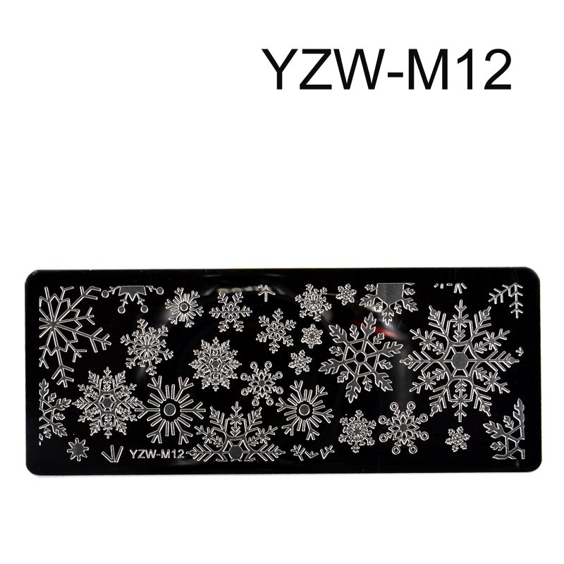 Weihnachten Nagel Kunst Druck Stanzen Vorlagen Edelstahl Schneeflocke Bilder Druck Platten Geometrische Stempel Schablone: GangYin-YZW-M12