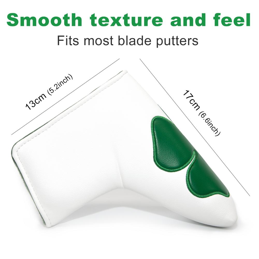 Golf Putter Cover,Golf Club Head Covers for Putter PU Leather Blade Putter Headcover with Magnetic Four-leaf Clover Series