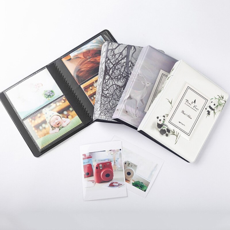 Album Photo Portable en PVC, 64 pochettes, mignon arbre Panda, étui interstitiel pour carte de nom, Mini Scrapbooking, rangement, au détail