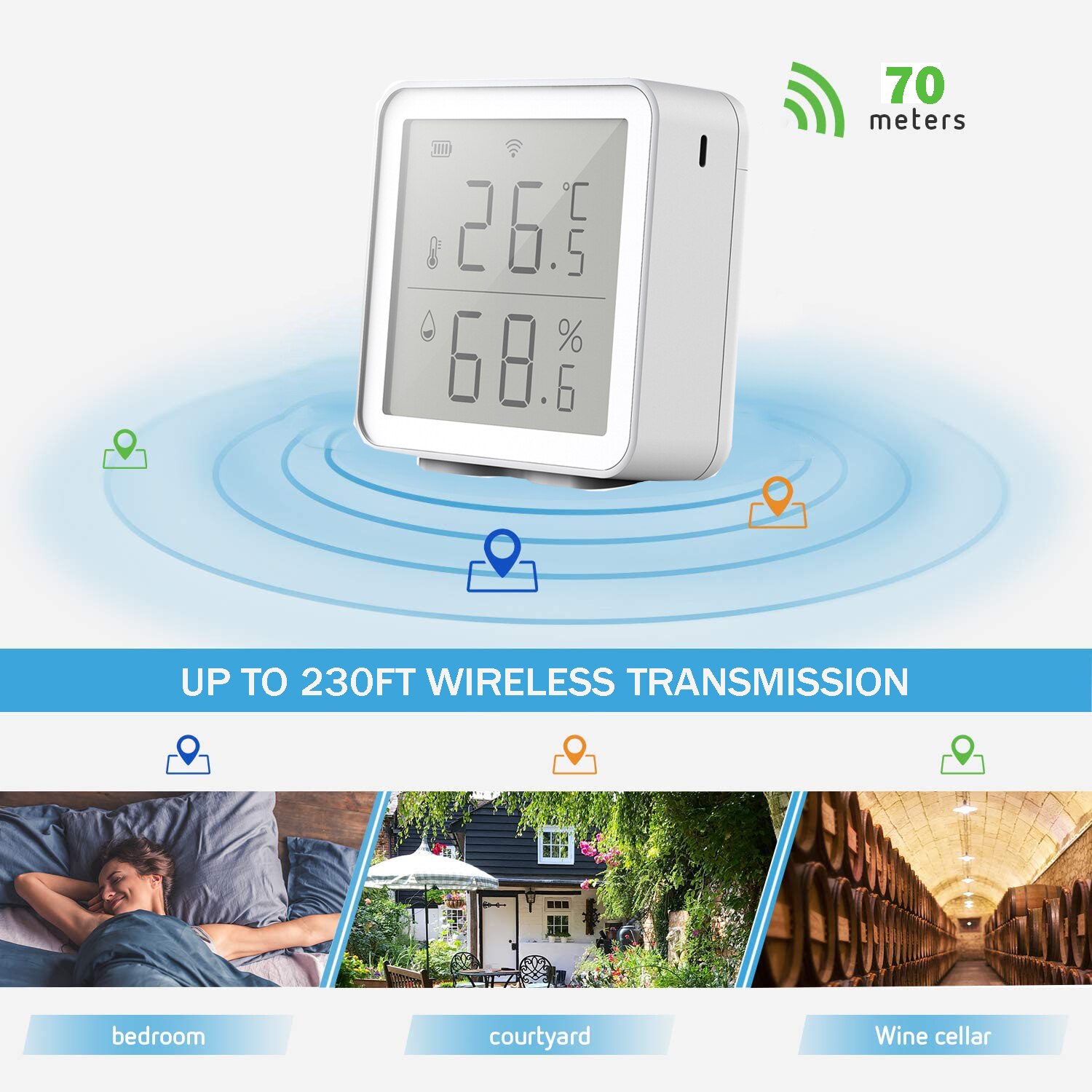 Tuya WIFI Temperature And Humidity Sensor Smart Home Indoor Intelligent Sensor Thermometer Humidity Meter Work With Alexa Google