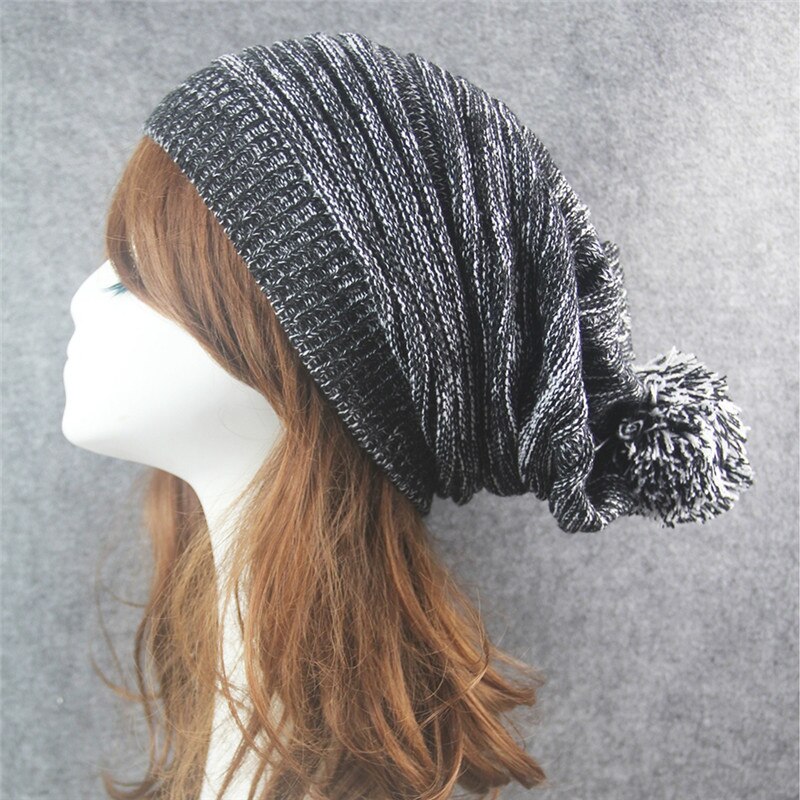 Warmer Knitted Hat Thick Warm Knit Crochet Beanies Winter Hats For Men Women Cap 4 Colors Bonnet With Big Plush Ball