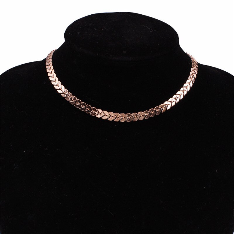 GothicMulti choker Necklace Women Flat Chain Chocker On Neck Jewelry Two Layers Necklaces Collares Fishbone Airplane Necklac: Imitation Rhodium Plated