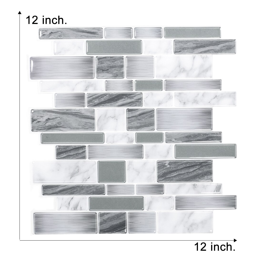 2.5MM High-Grade Gray Subway Tiles 3d Self-Adhesive Waterproof Tile Stickers Bathroom Splash Backsplash Easy To Cut（30.5*30.5cm）