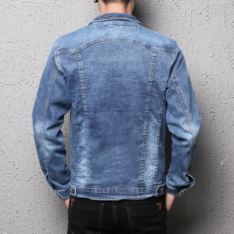 Brand 100 Cotton Lapel Men's Denim Jacket Slim Casual Blue Denim Jacket Large Size 5XL Men's Retro Denim Jacket