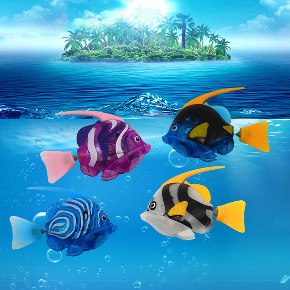 Flash Swimming Robot Fish Bath Toy Education Funny Gadgets Interesting Toys For Children Kids bath Toy Fishing Tank Decorating