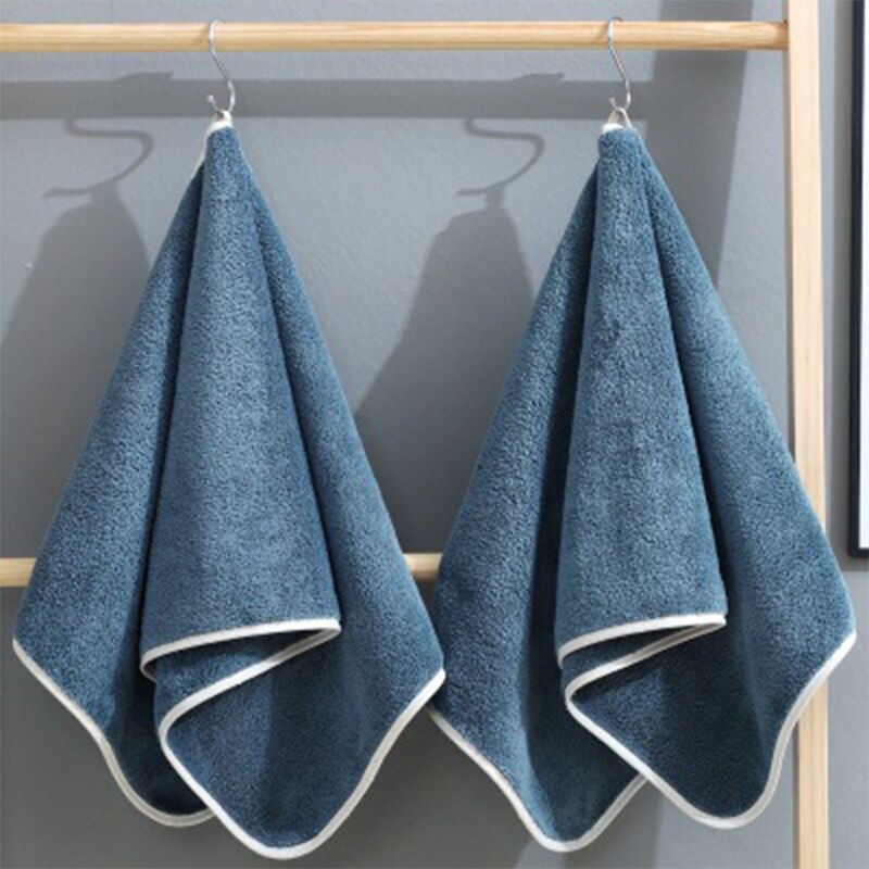 2 Pcs Soft Face Towels Pure Color Adult Face Towels High-density Coral Velvet Bathroom Bathing Absorbent Towel Bathroom Supply: 2Pcs blue