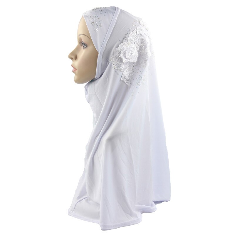 Mulheres muçulmanas meninas hijab lenço islâmico mulher uma peça amira boné cobertura completa headwear com uma beleza flor diamante atacado