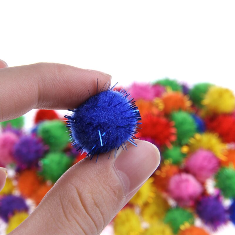 100Pcs Kleurrijke Mini Sparkly Glitter Klatergoud Ballen Kleine Pom Bal Voor Kat Speelgoed R9JD