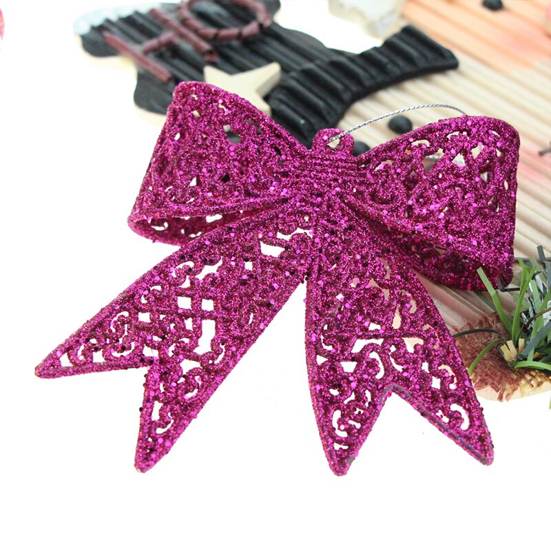 Lazo grande colgante para decoración de Año , lazo grande de oro, plata, rojo brillante, , boda, adornos de árbol de Navidad: Rose red