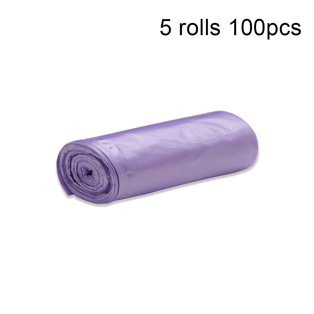 5 Rolls 100pcs Disposable Garbage Bag Kitchen Rubbish Bags Plastic Garbage Bag Kitchen Waste Bag Plastic Trash Bag Kitchen Tools: Purple Vest