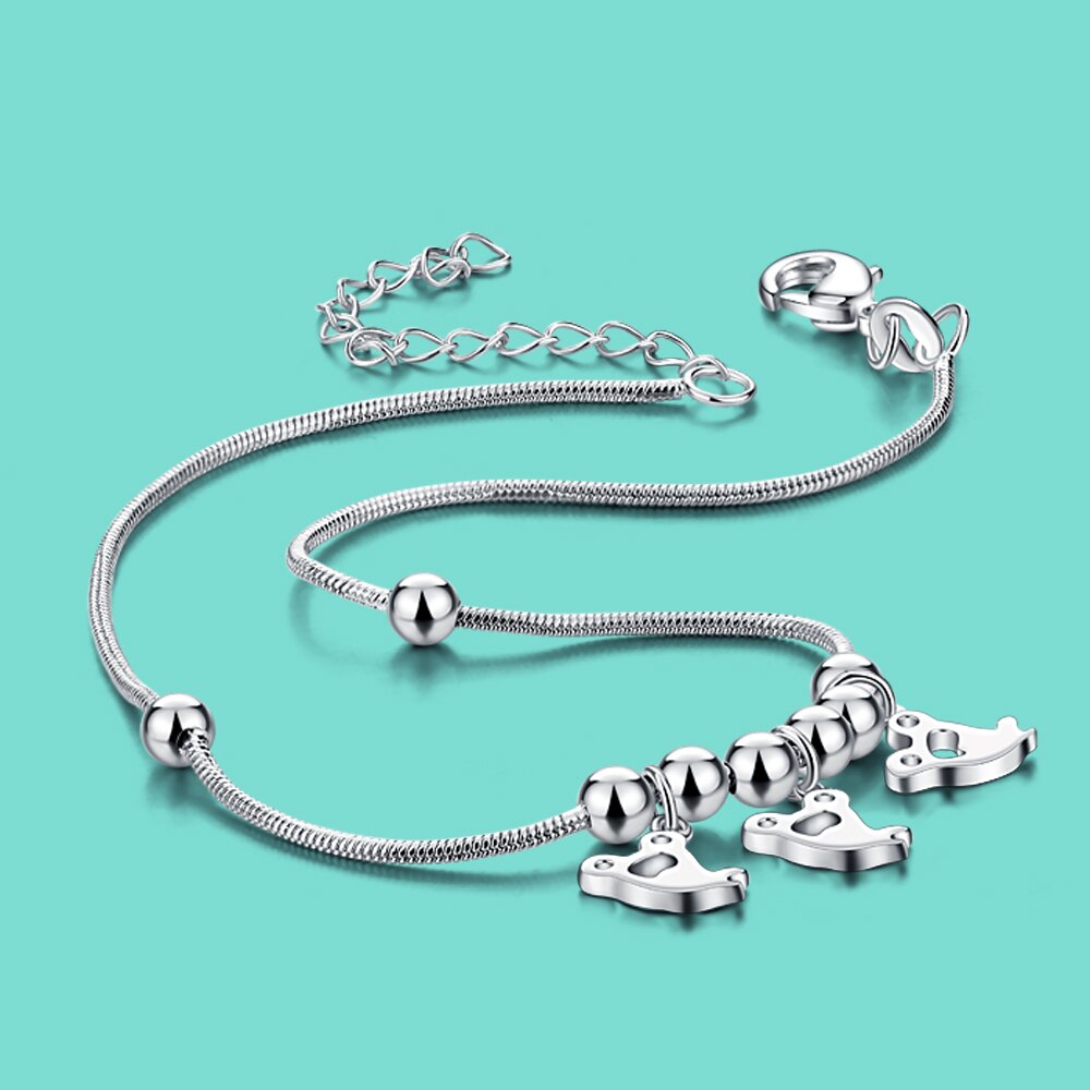 Ciondolo speciale da donna in argento Sterling 925 con ciondolo a forma di cartone animato femminile estate popolare gioielli in argento 28cm braccialetto alla caviglia a catena