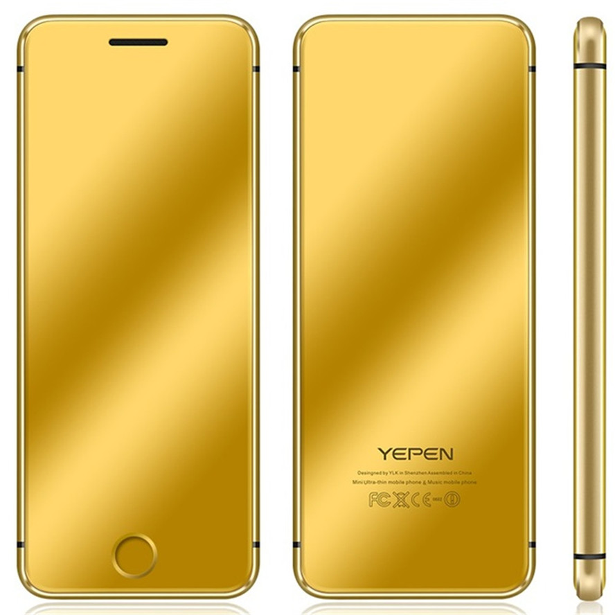 Originele YEPEN N2 Telefoon Ulcool V66 + Luxe Mini Ultradunne Kaart Mobiele Telefoon Met MP3 Bluetooth 1.67 "inch Mobiele telefoon: Standard with Case / Goud