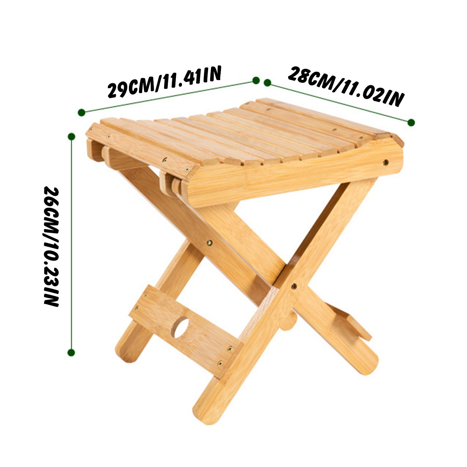 Portable Folding Anti-skid Bamboo Step Stool Multi-functional Spa Bath Chair Outdoor Camping Fishing Simple Stool Small Bench #4