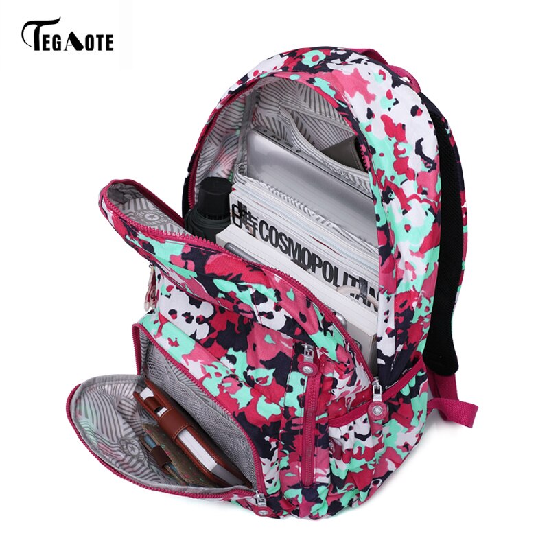 TEGAOTE Girls School Bags Women Printing Backpack For Teenage Girls Shoulder Travel Bags Nylon Waterproof Laptop Bagpack Bolsos