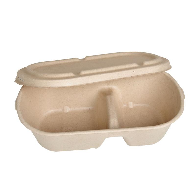 25 Stuks 800Ml Wegwerp 2-Compartiment Maaltijd Prep Containers Afbreekbaar Papier Afhalen Doos Milieuvriendelijke Doggy Dozen