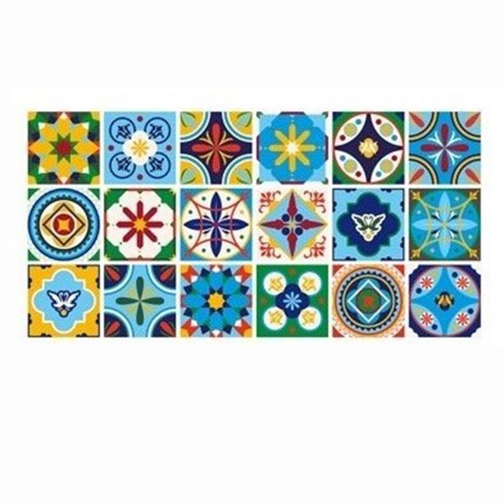 Retro Pattern Tile Floor Stickers PVC Waterproof Self Adhesive Paste DIY Wall Ground Bathroom Kitchen Decor Wall Floor Stick: Q