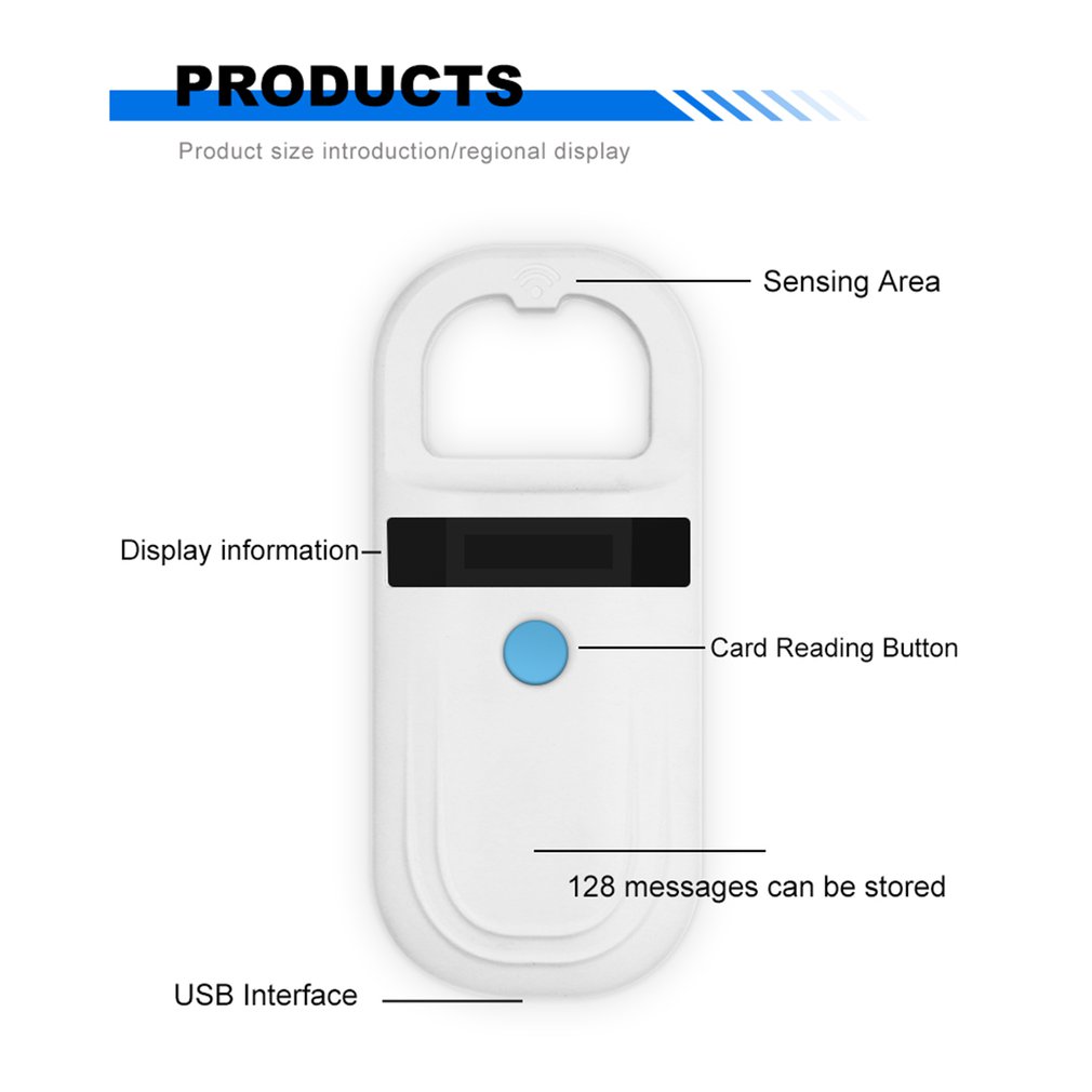 Portable Pet Scanner Pet ID Reader 134.2Khz Chip Transponder RFID Handheld USB Dog Cat Microchip Scanner