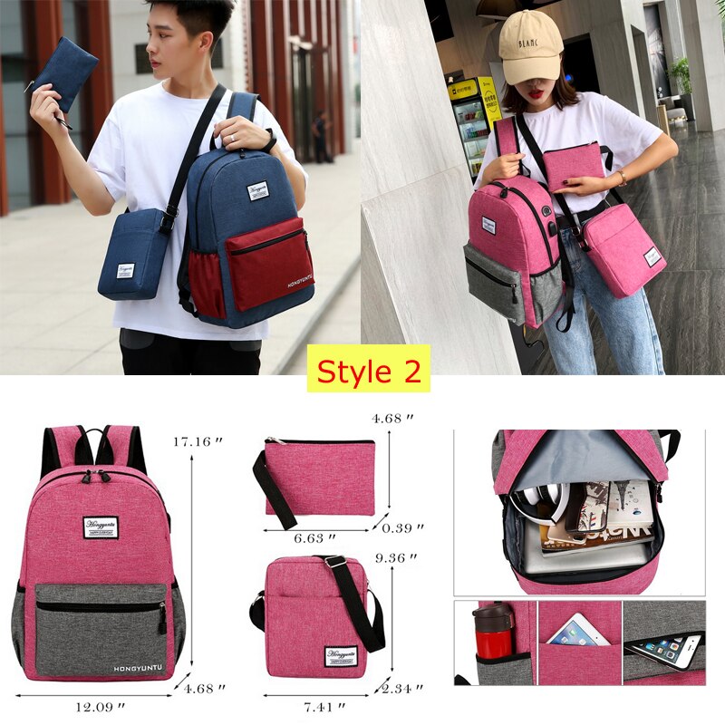 ! Mochila antirrobo de 3 unidades por juego, mochila informal para hombre y mujer, mochila para portátil de viaje, mochilas escolares A Dos hombres, kaino