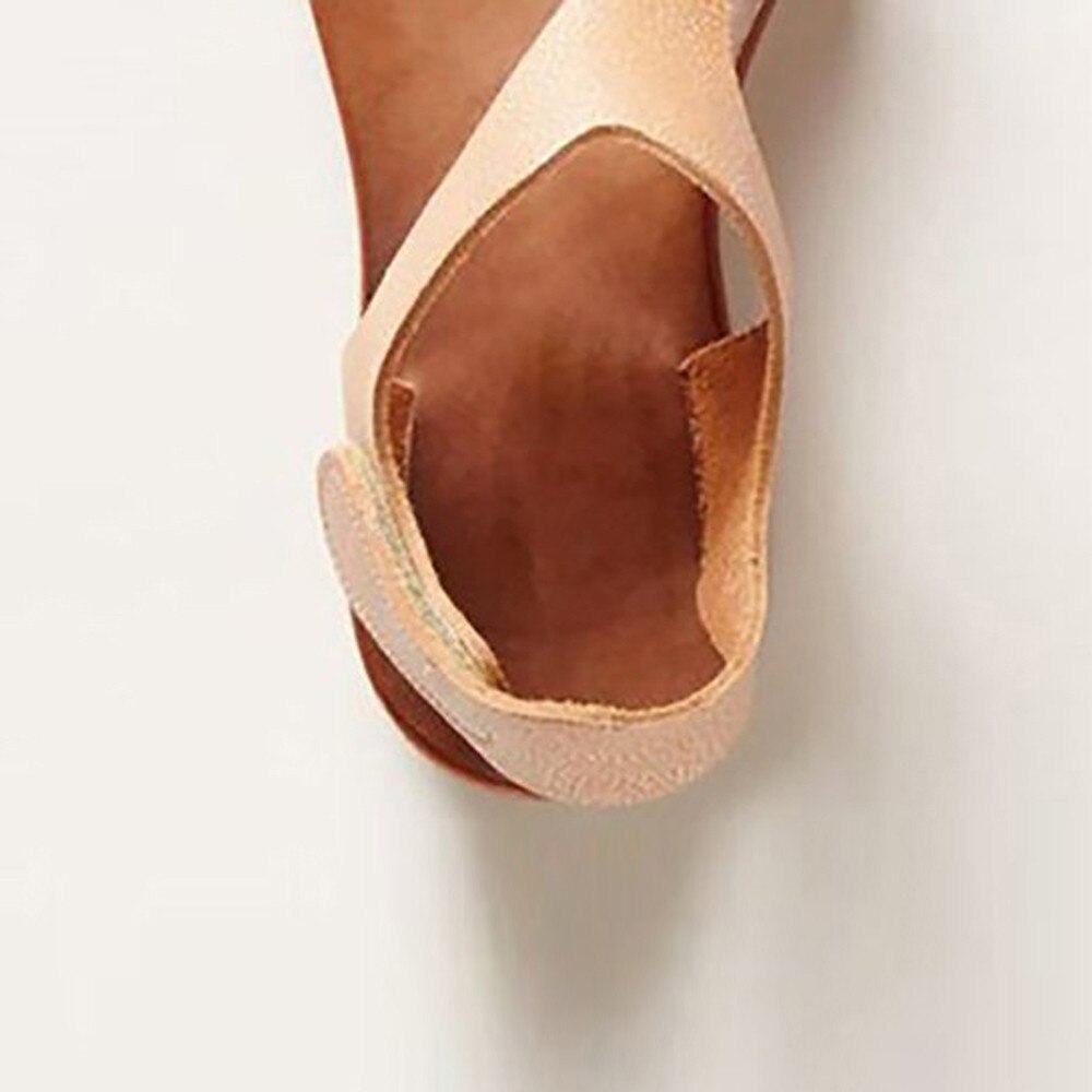 sandalias romanas Primavera Verano Flip Flop zapatos casuales correa de tobillo romano plano Clip Toe zapatos de sandalia planos de cuero