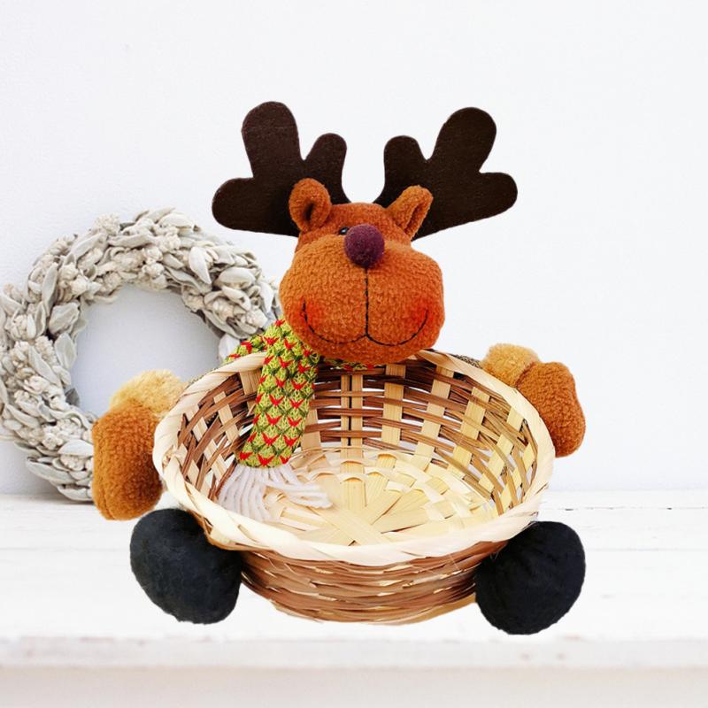 Christmas Ornaments Imitation Bark Candy Basket Old Man Doll Snack Storage Apple Basket Home Decorative Supplies