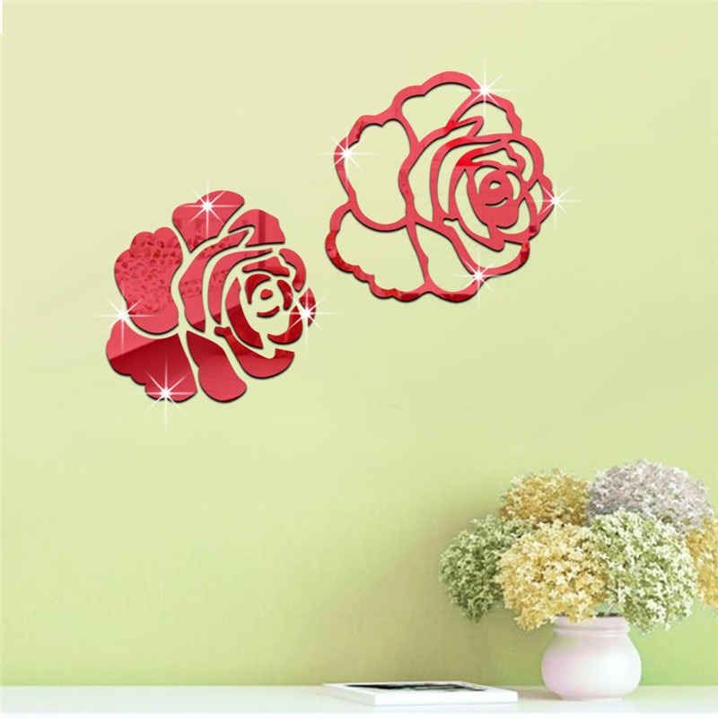 Grensoverschrijdende Rose Ps Spiegel Muursticker Woonkamer Valentijnsdag Decoratie Spiegel Sticker