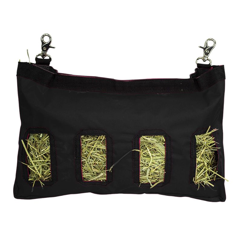 Hay Bag Hanging Feeder Holder Feeding Dispenser Container for Small Animals Pet: Black L