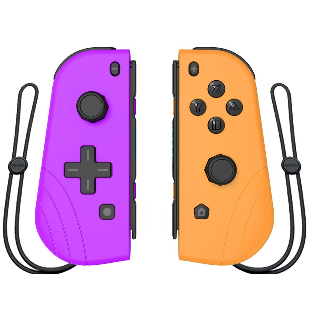 for Nintendo Switch Bluetooth Left & Right Wireless Controller 2 vibration six-axis somatosensory function one-click wake-up: Purple Orange