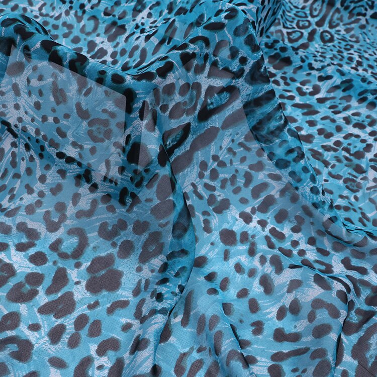 Leopard Print Mulberry Silk Chiffon Fabric for Sewing Clothes Custom Thin Silk Yarn Dress Fabrics Per Meter