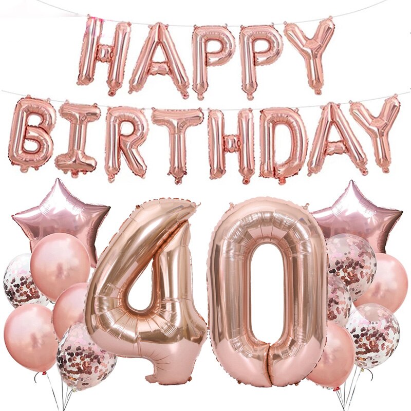 32 Inch Rose Gold Happy 30 Years Old Birthday Party Decorations Adult Number Balloon 18 21 40 50 60 70 80 Birthday Decor Globos