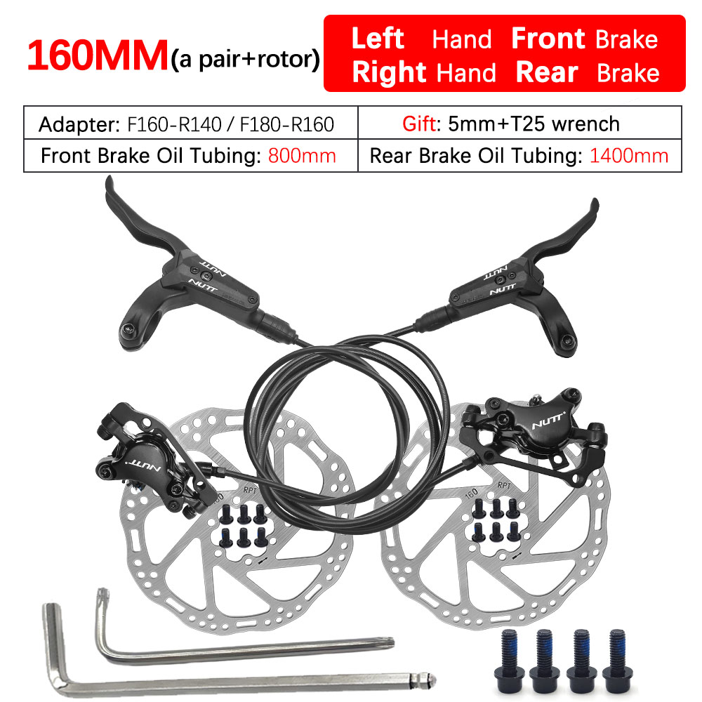 NUTT freno hidráulico A2 MTB bicicleta discos de aceite palanca 2 pistones 160MM 180MM Rotor pinza delantera trasera izquierda derecha para piezas de bicicleta