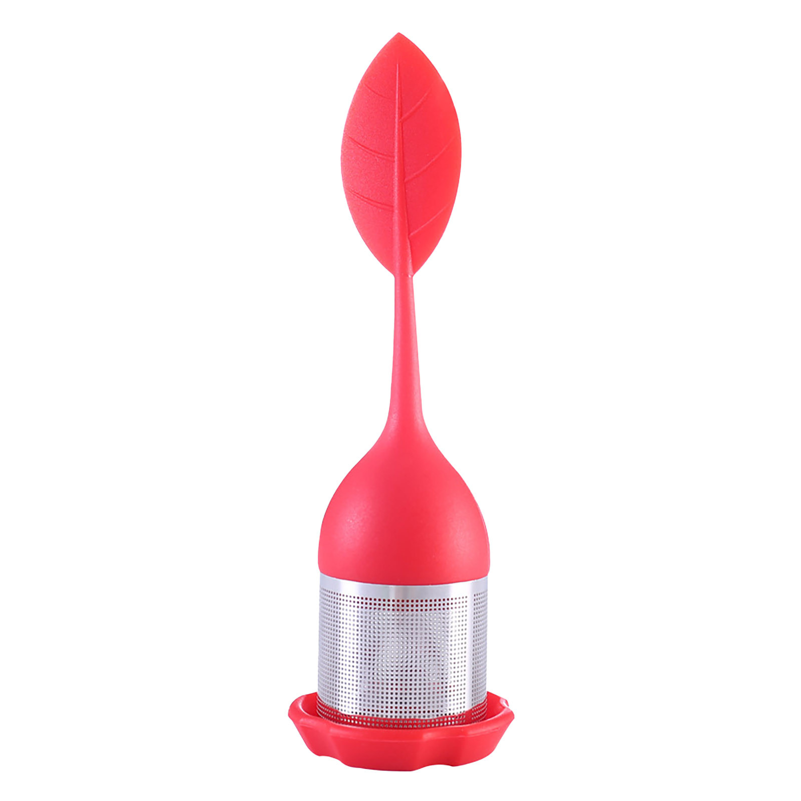 Infusor de té de silicona, colador de hojas de bola de té para elaboración de cerveza, dispositivo de filtro de especias a base de hierbas, herramientas de cocina, accesorios de té, 1 ud.: Rojo