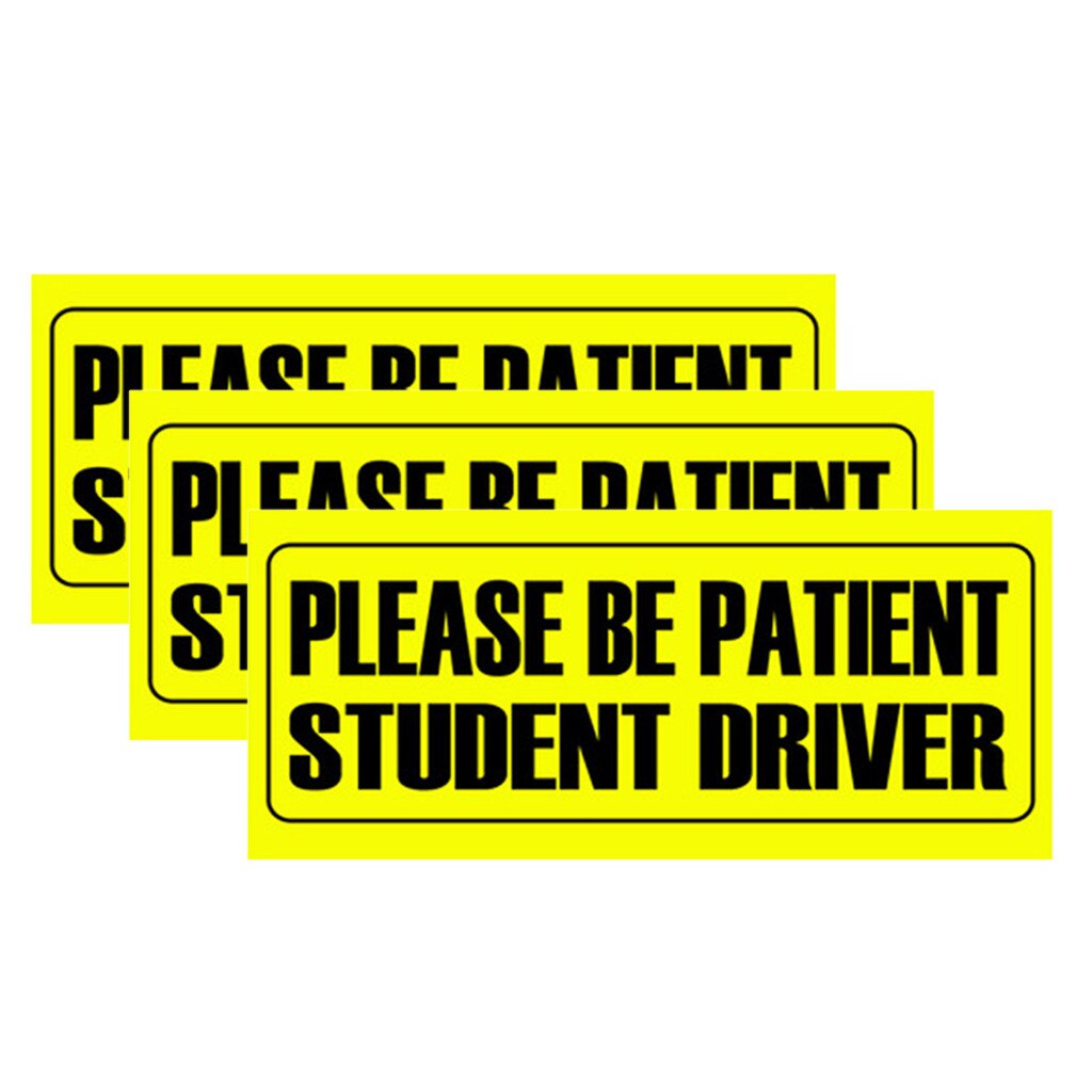 PLEASE BE PATIENT STUDENT DRIVER Student Car Sticker 3PC Car sticker Neon bright color attracts people's attention: Default Title