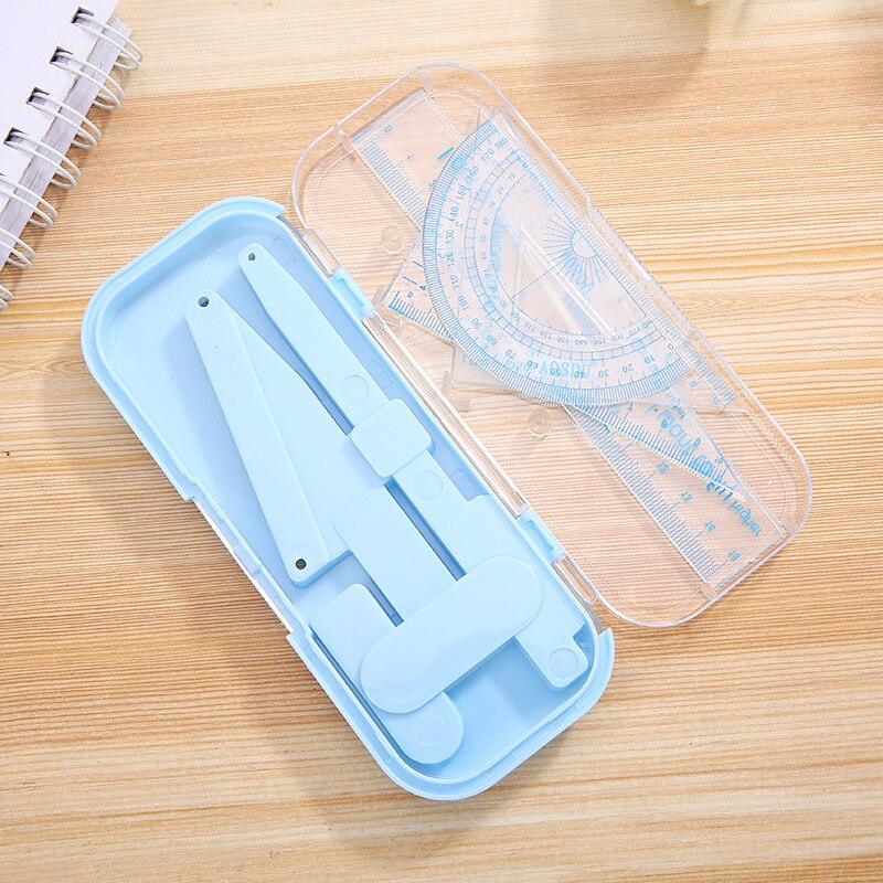 Student Math Ruler Compasses Instrument Compass Round Painted Icon Ruler Cartoon Geometric Drawing Tool Set School Supplies
