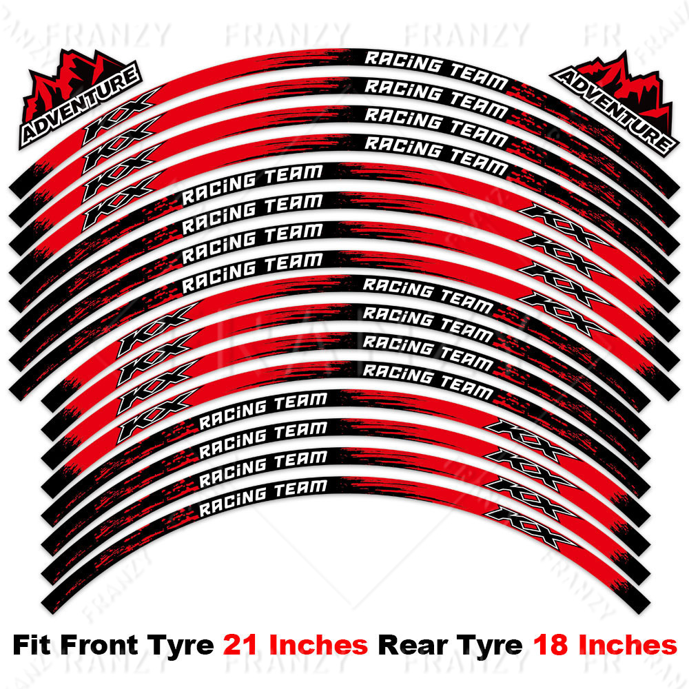Adesivo para roda de motocicleta, decalque refletivo para aro, fita listrada para kx 250 450 500 125 250x 450x kx250f kx450f 50 anos: Laranja