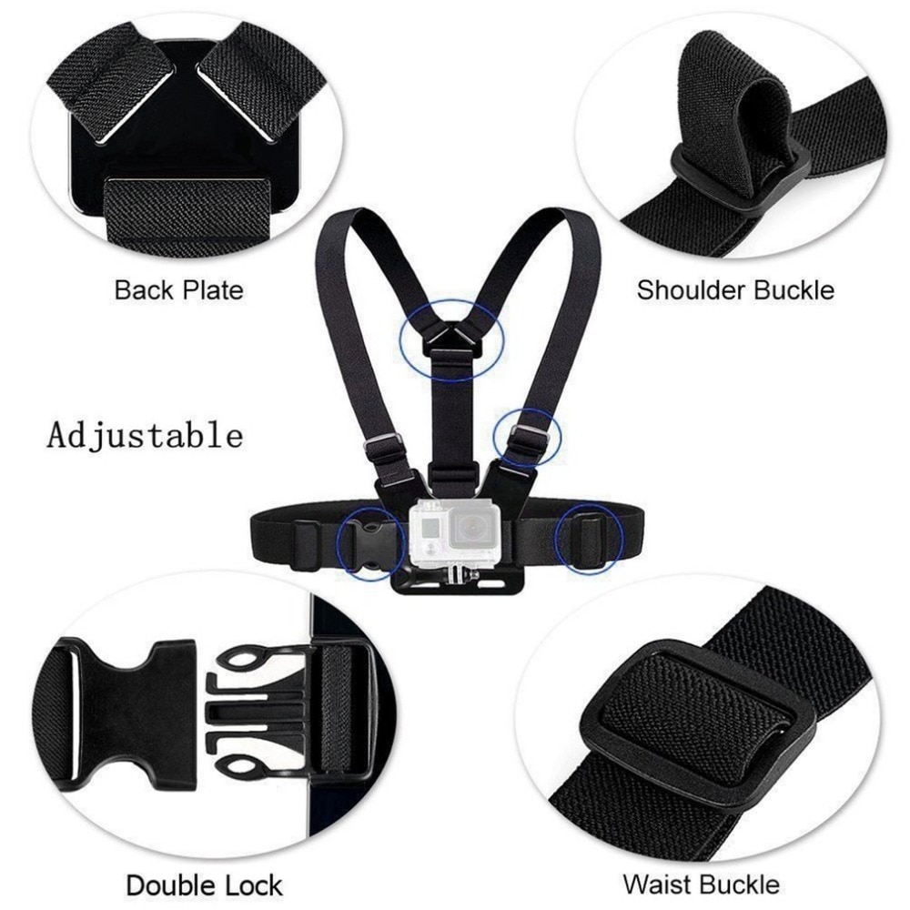 GoPro Accessories Adjustable Chest Mount Harness Chest Strap Belt for GoPro HD Hero 8 7 6 5 4 3+ 3 SJ4000 SJ5000 Sport Camera