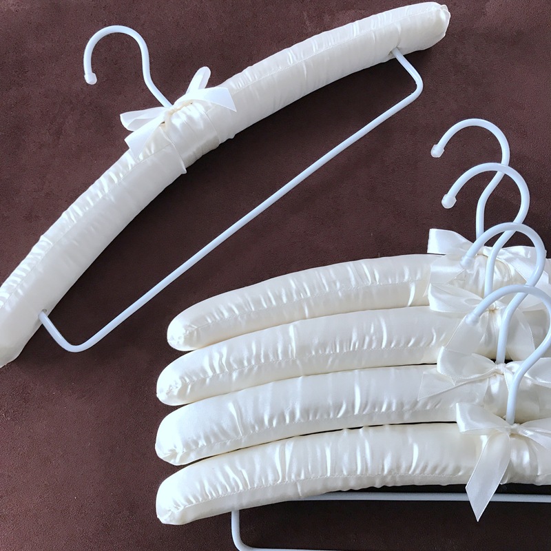 Hangers Met Clips Kleding Padded Hangers Voor Mannen Foam Hanger Non Slip Satin Canvas Covers Voor Volwassenen Bruiloft Bruidsmeisje Blazers: white
