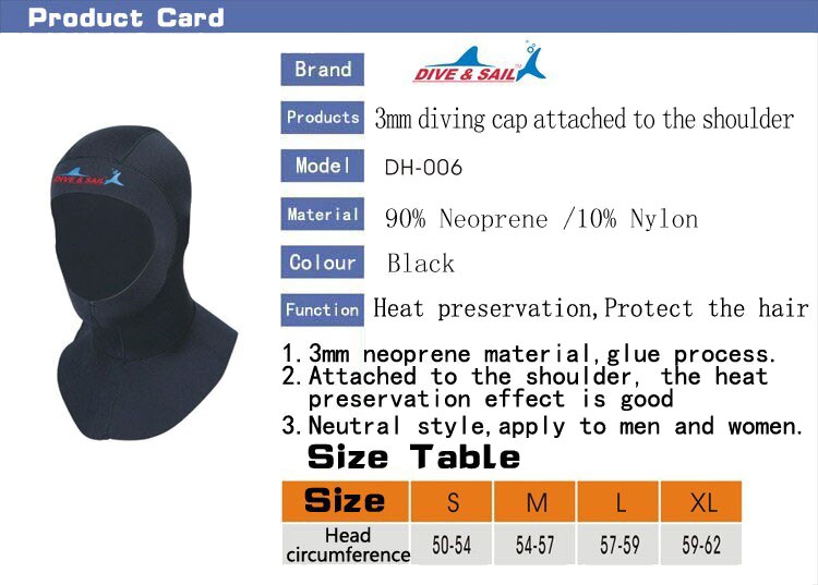 Traje de neopreno para buceo, capucha con pechera transpirable de 3MM para hombres y mujeres, gorra para deportes acuáticos, cálida y cómoda, antideslizante para surf y esnórquel