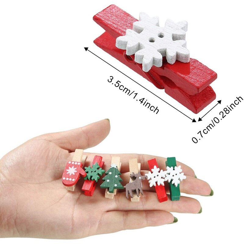 Christmas Wooden Clip Christmas Tree Photo Clip Elk Glove Snowflake Clip DIY Photo Nails for Home School Art Craft Decor