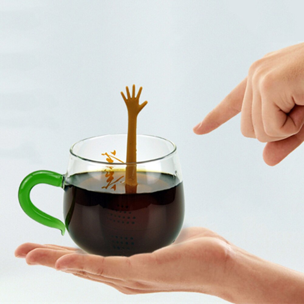 Herbruikbare Siliconen Thee-ei Hand Signaal Shaped Grappig Kruidenthee Bag Herbruikbare Koffie Filter Diffuser Zeef Thee Accessoires