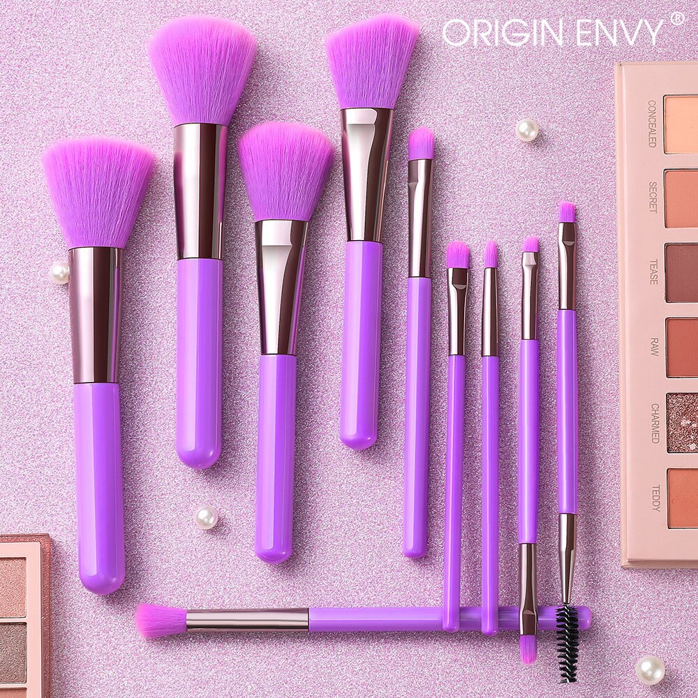 Origin envy 10 stk sminkebørster verktøysett kosmetisk pudder øyenskygge foundation blush blending beauty make up brush maquiagem