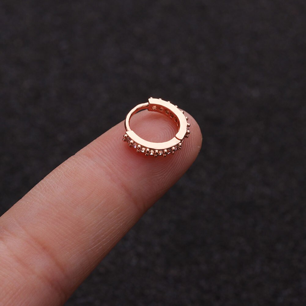 1Pc Rvs Septum Clicker Hoepel Ring Neus Labret Oor Tragus Kraakbeen Daith Helix Earring Stud Body Piercing Sieraden: rose gold 8mm