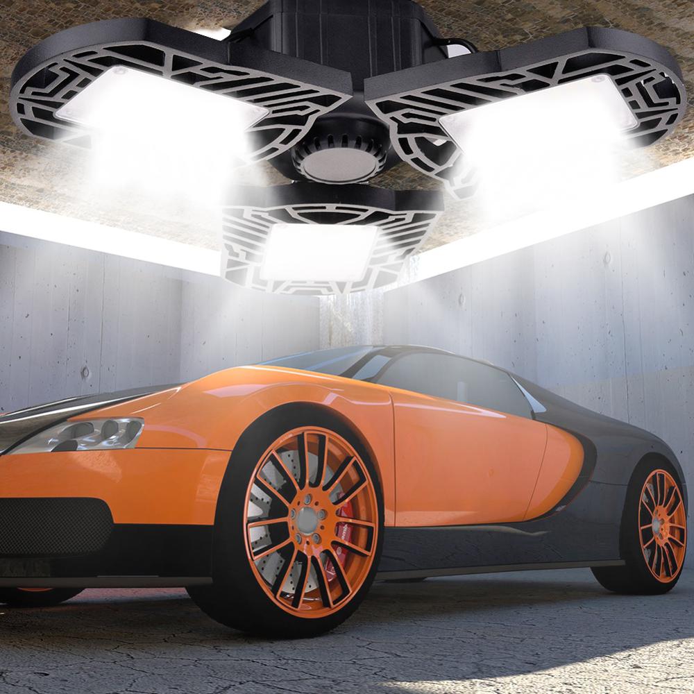 60 W Energy-saving LED Garage Lights Deformable 6000 lm Adjustable Trilight Ceiling LED Light with Three Folding Panels