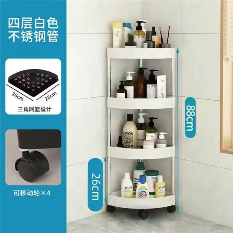 Mueble esquinero para baño, estante triangular para suelo, estante de almacenamiento multicapa, mueble para baño y cocina: Negro