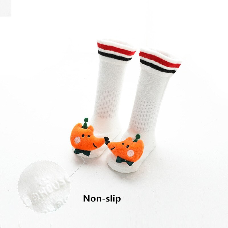 Herfst Winter Baby Jongens Meisjes Sokken Katoen Rubberen Anti-Slip Vloer Sokken Baby Kids Kniekousen Baby Warm thuis Schoenen: WHITE / 6-12 months